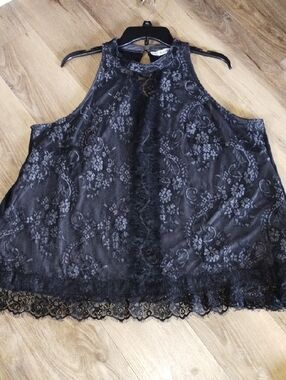 Maurices Black Floral Lace High Neck Camisole